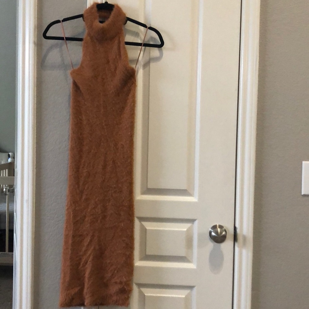 Brown halter top midi dress